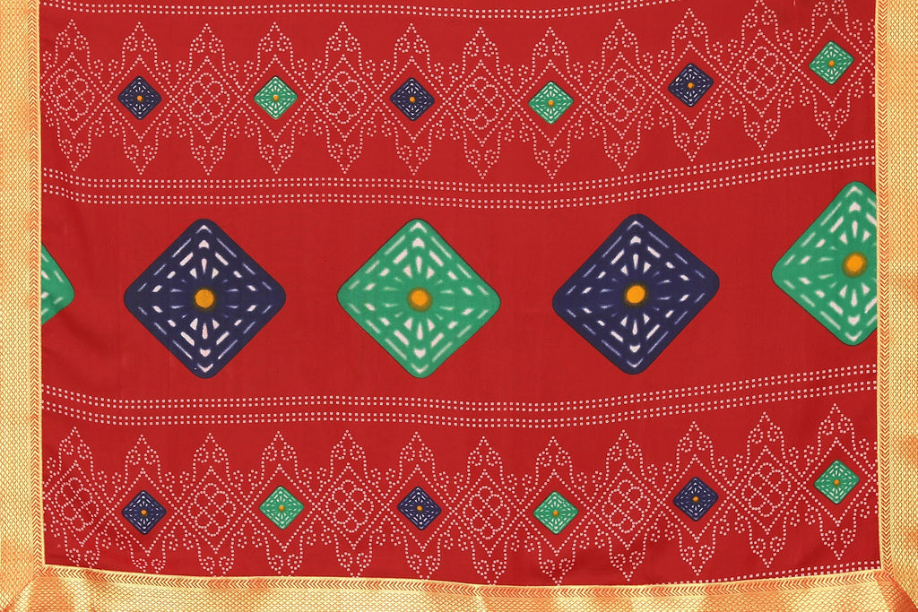 Vamika Red Georgette Printed With Lace Saree | Grocsy