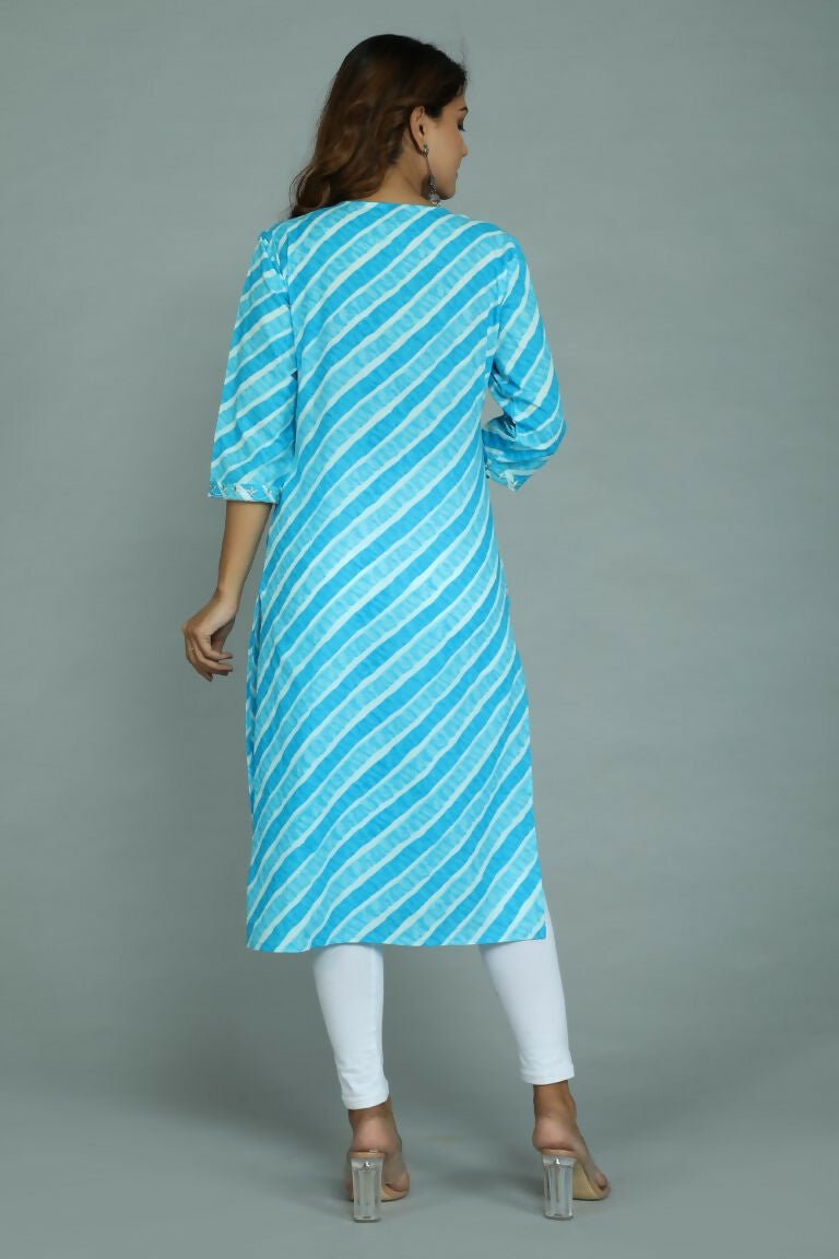 Alvano Women's Stylish Cotton Blend Laheriya Kurti | Grocsy