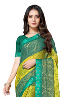 Vamika Light &Dark Green Designer Brasso Sarees With Exclusive Soft Banarsi Brocket Lace | Grocsy