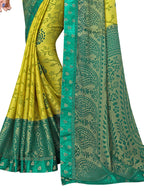 Vamika Light &Dark Green Designer Brasso Sarees With Exclusive Soft Banarsi Brocket Lace | Grocsy