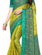 Vamika Light &Dark Green Designer Brasso Sarees With Exclusive Soft Banarsi Brocket Lace | Grocsy