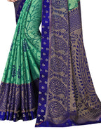 Vamika Rama&Blue Designer Brasso Sarees With Exclusive Soft Banarsi Brocket Lace | Grocsy