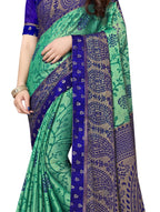 Vamika Rama&Blue Designer Brasso Sarees With Exclusive Soft Banarsi Brocket Lace | Grocsy