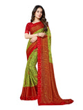 Vamika Green & Red Designer Brasso Sarees With Exclusive Soft Banarsi Brocket Lace | Grocsy