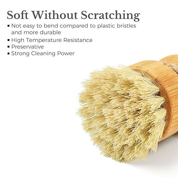Not Available Bamboo Dish Scrub Brush for Kitchen | Grocsy