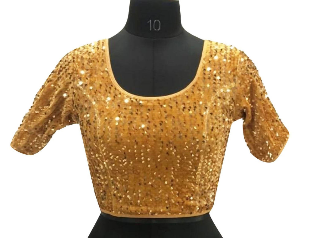 Vamika Brown Velvet Sequence Blouse | Grocsy