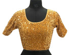 Vamika Brown Velvet Sequence Blouse | Grocsy