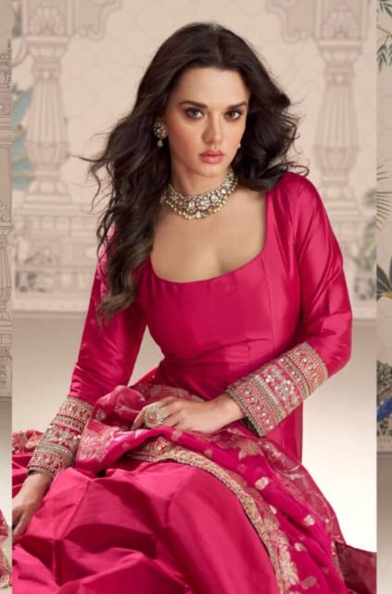 Aarshi Fashions Pink Silk Wedding Gowns | Grocsy