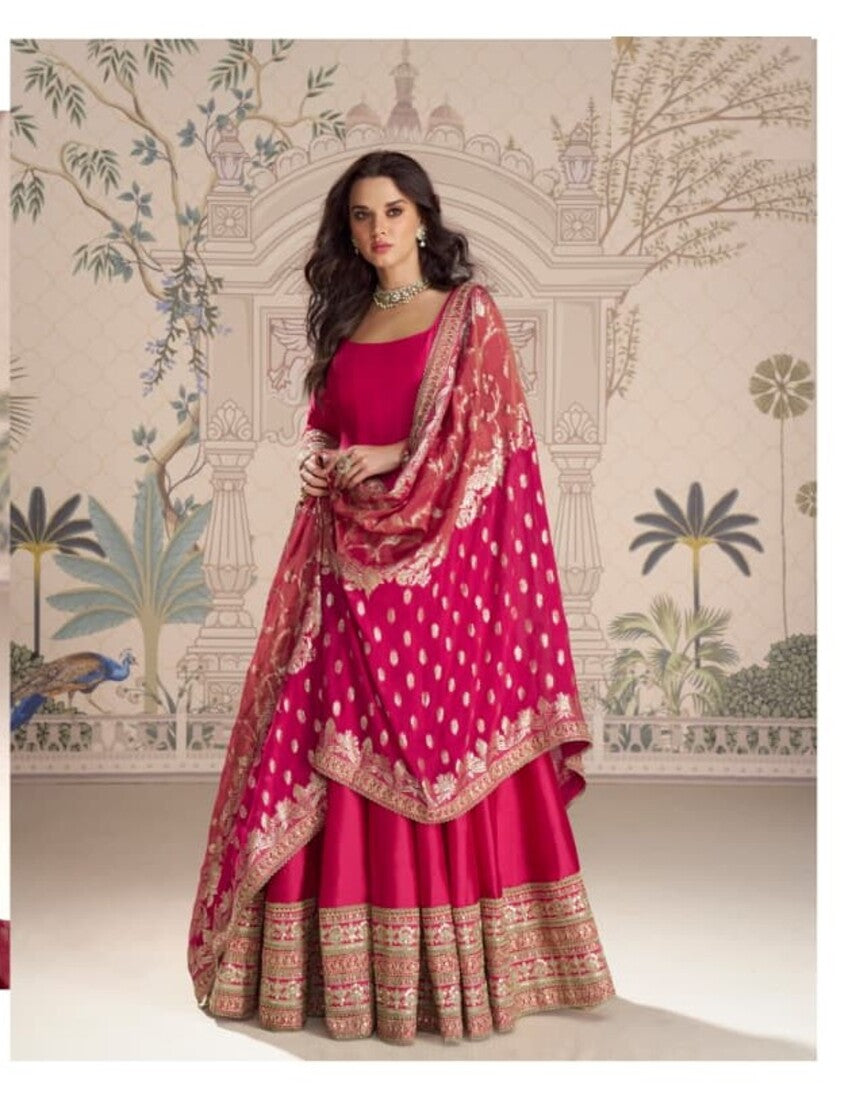 Aarshi Fashions Pink Silk Wedding Gowns | Grocsy