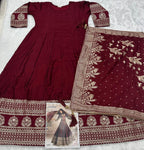 Aarshi Fashions Maroon Silk Wedding Gowns | Grocsy