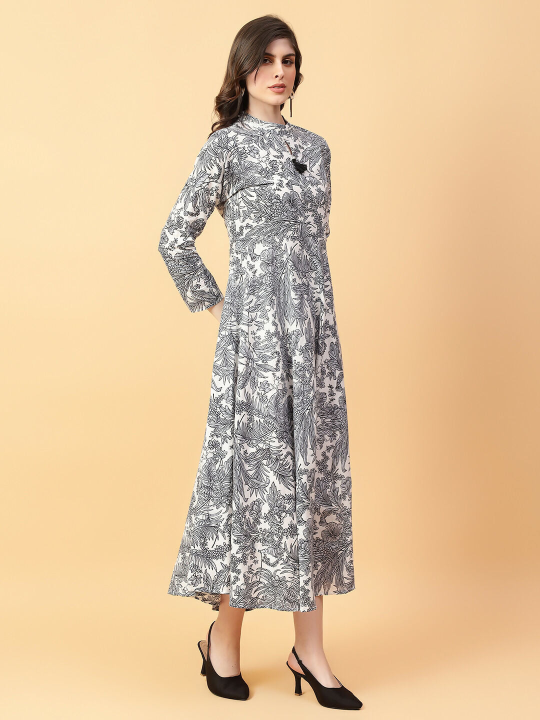 Joban Fashion Grey Cotton Printed & Hand Work Dress | Grocsy