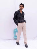 Diva Globe Cotton Black Checkard Lapel Collar Shirt | Grocsy