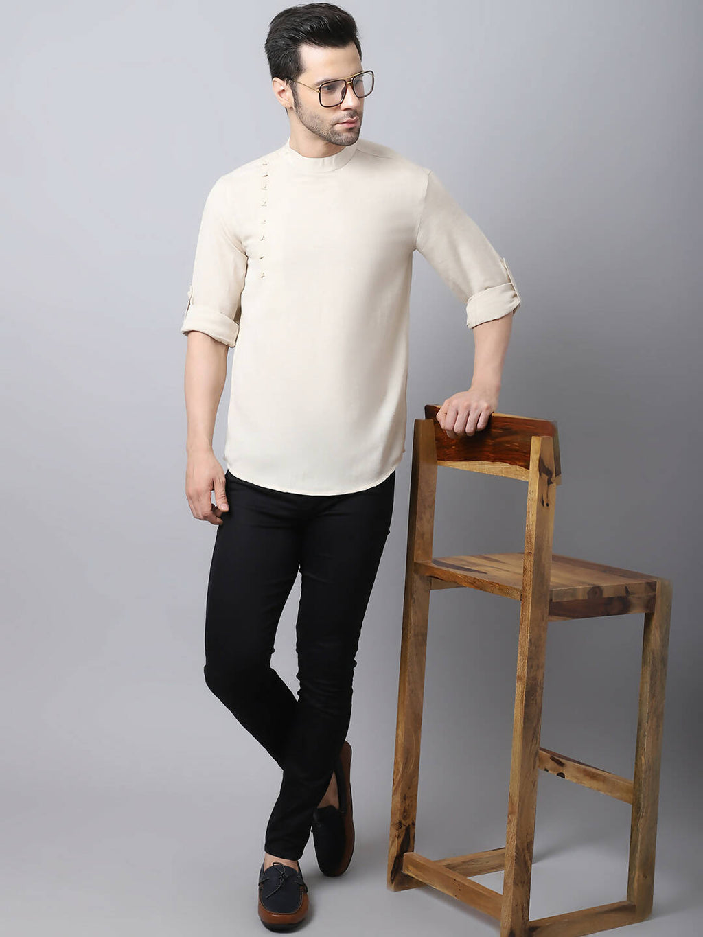 Even Apparels Cream Pure Cotton Men's Kurta With Side Placket | Grocsy