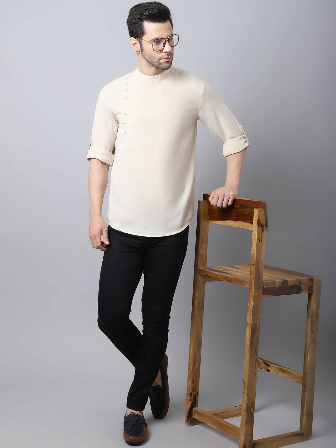 Even Apparels Cream Pure Cotton Men's Kurta With Side Placket | Grocsy