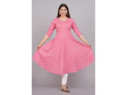 House of RP Women Pink Cotton Floral Print Anarkali Kurta | Grocsy