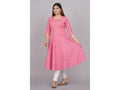 House of RP Women Pink Cotton Floral Print Anarkali Kurta | Grocsy