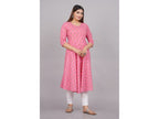 House of RP Women Pink Cotton Floral Print Anarkali Kurta | Grocsy