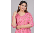 House of RP Women Pink Cotton Floral Print Anarkali Kurta | Grocsy