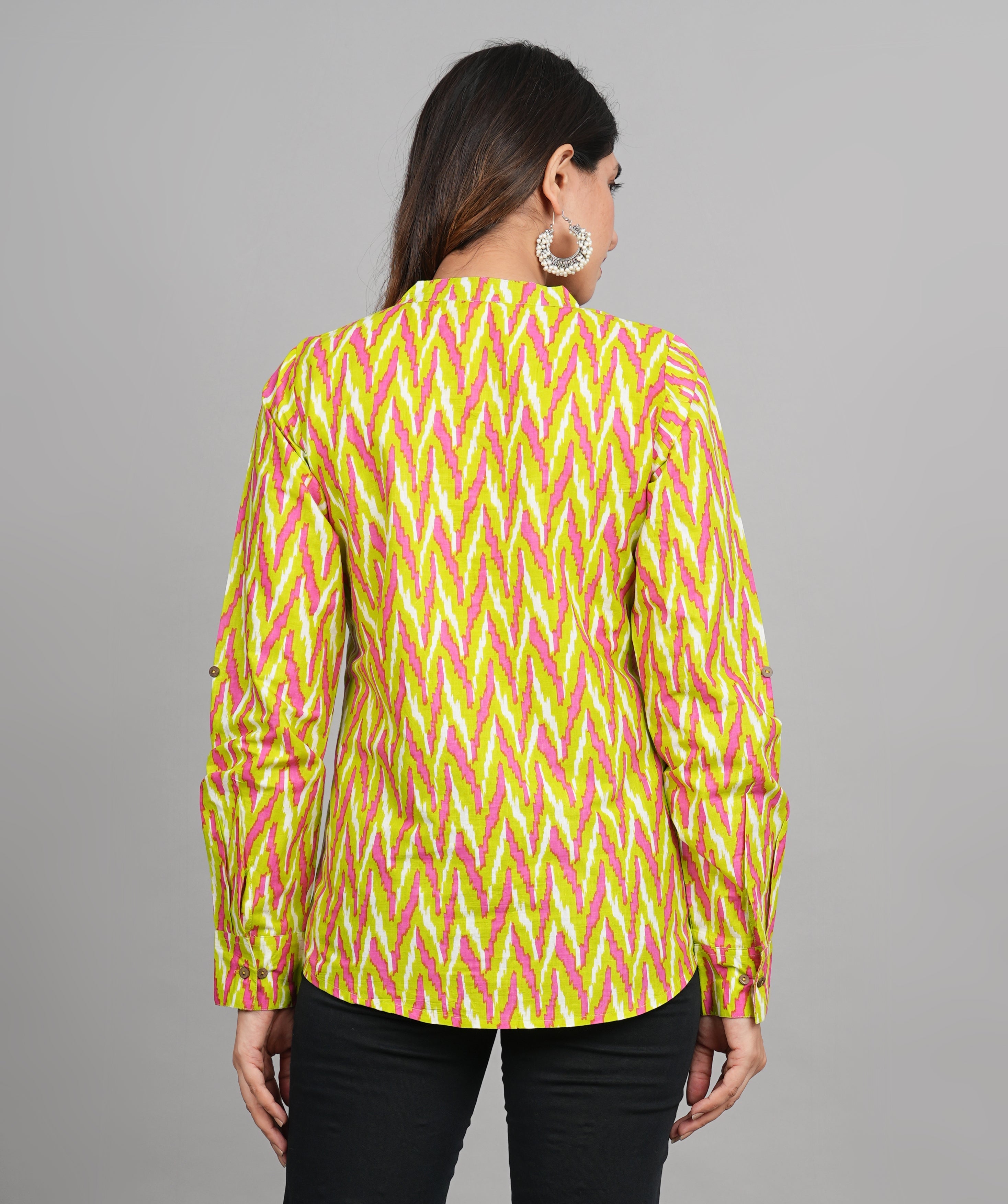 House of RP Women Cotton Yellow Print Casual Shirt | Grocsy
