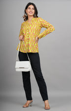 House of RP Women Cotton Yellow Print Casual Shirt | Grocsy