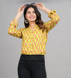 House of RP Women Cotton Yellow Print Casual Shirt | Grocsy