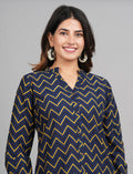 House of RP Women Cotton Dark Blue Print Casual Shirt | Grocsy