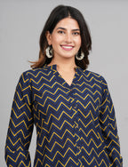 House of RP Women Cotton Dark Blue Print Casual Shirt | Grocsy