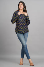 House of RP Women Cotton Dark Blue Print Casual Shirt | Grocsy