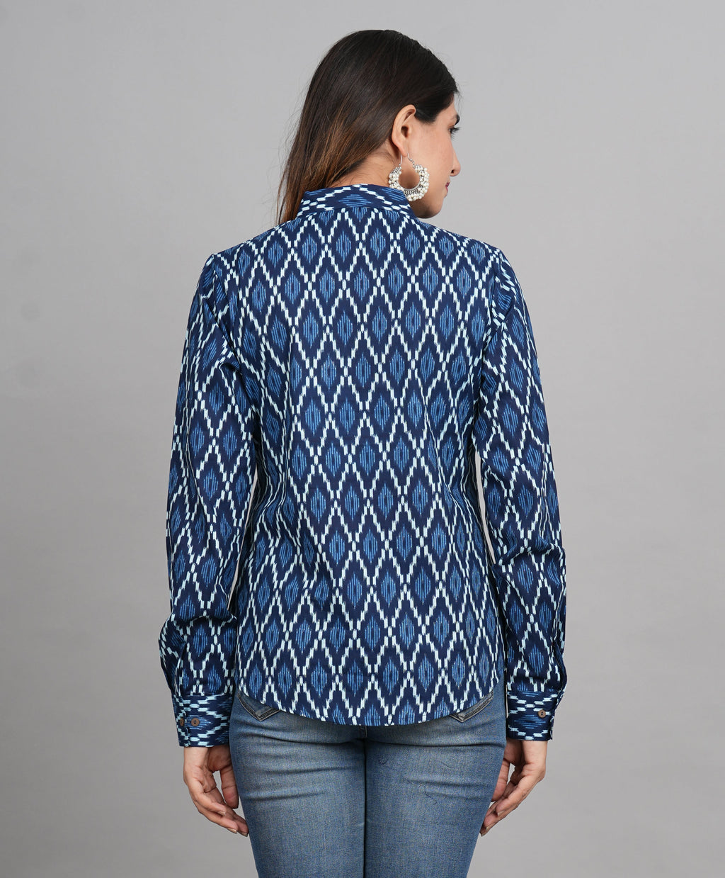 House of RP Women Cotton Blue Print Casual Shirt | Grocsy