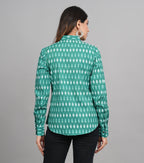 House of RP Women Cotton Green Print Casual Shirt | Grocsy