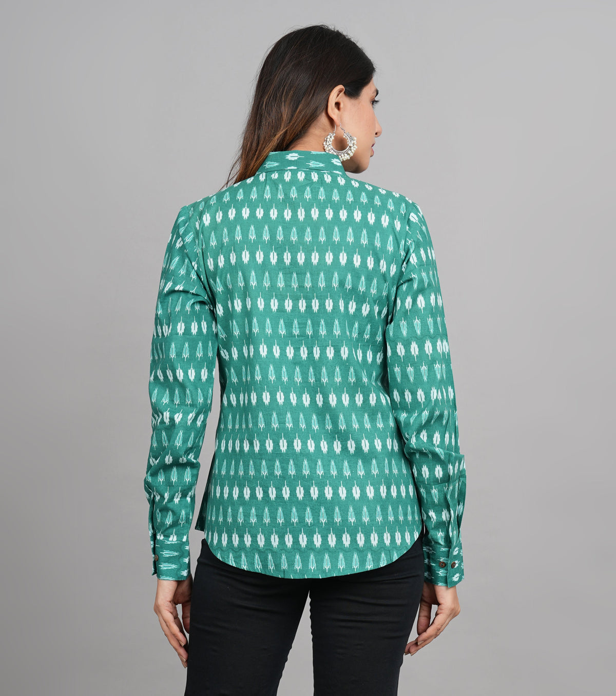 House of RP Women Cotton Green Print Casual Shirt | Grocsy