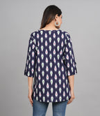 House of RP Women Cotton Blue Graphic Print Casual Top | Grocsy