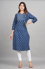 House of RP Women Cotton Blue Floral Print Straight Kurta | Grocsy