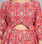 House of RP Women Cotton Red Fit and Flare Short Dress | Grocsy
