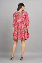 House of RP Women Cotton Red Fit and Flare Short Dress | Grocsy