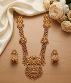 Jewel City Stunning Gold-Plated Temple Jewelry Set | Traditional Haram & Jhumkas | Bridal & Festival Wear | Grocsy