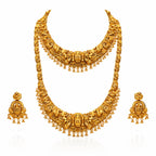 Jewel City Handcrafted Traditional Gold-Plated Temple Jewelry Set | Ethnic Bridal Lakshmi Necklace & Earrings for Women | Grocsy