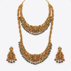 Jewel City Handcrafted Traditional Gold-Plated Temple Jewelry Set | Ethnic Bridal Lakshmi Necklace & Earrings for Women | Grocsy