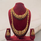 Jewel City Handcrafted Traditional Gold-Plated Temple Jewelry Set | Ethnic Bridal Lakshmi Necklace & Earrings for Women | Grocsy