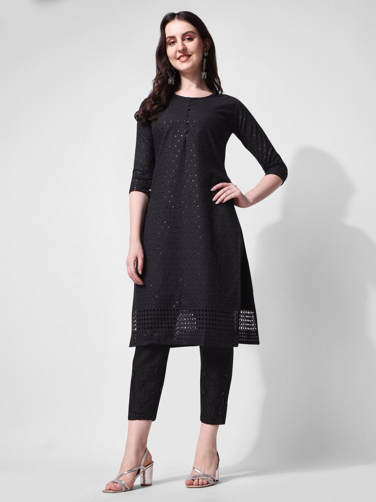 Embroidered Kurta With Pant, Multicolor - Hiral Fashion | Grocsy