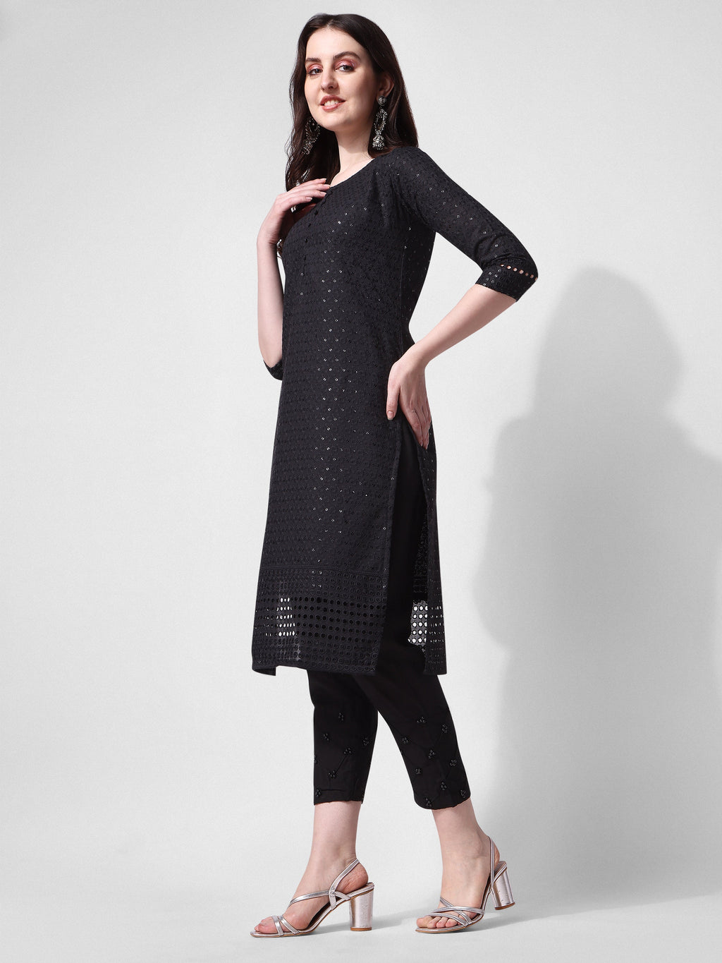 Embroidered Kurta With Pant, Multicolor - Hiral Fashion | Grocsy