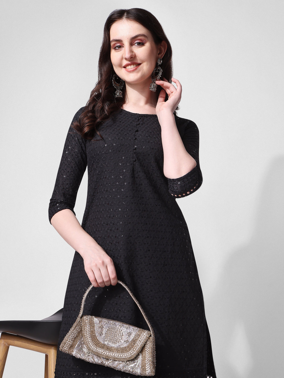 Embroidered Kurta With Pant, Multicolor - Hiral Fashion | Grocsy