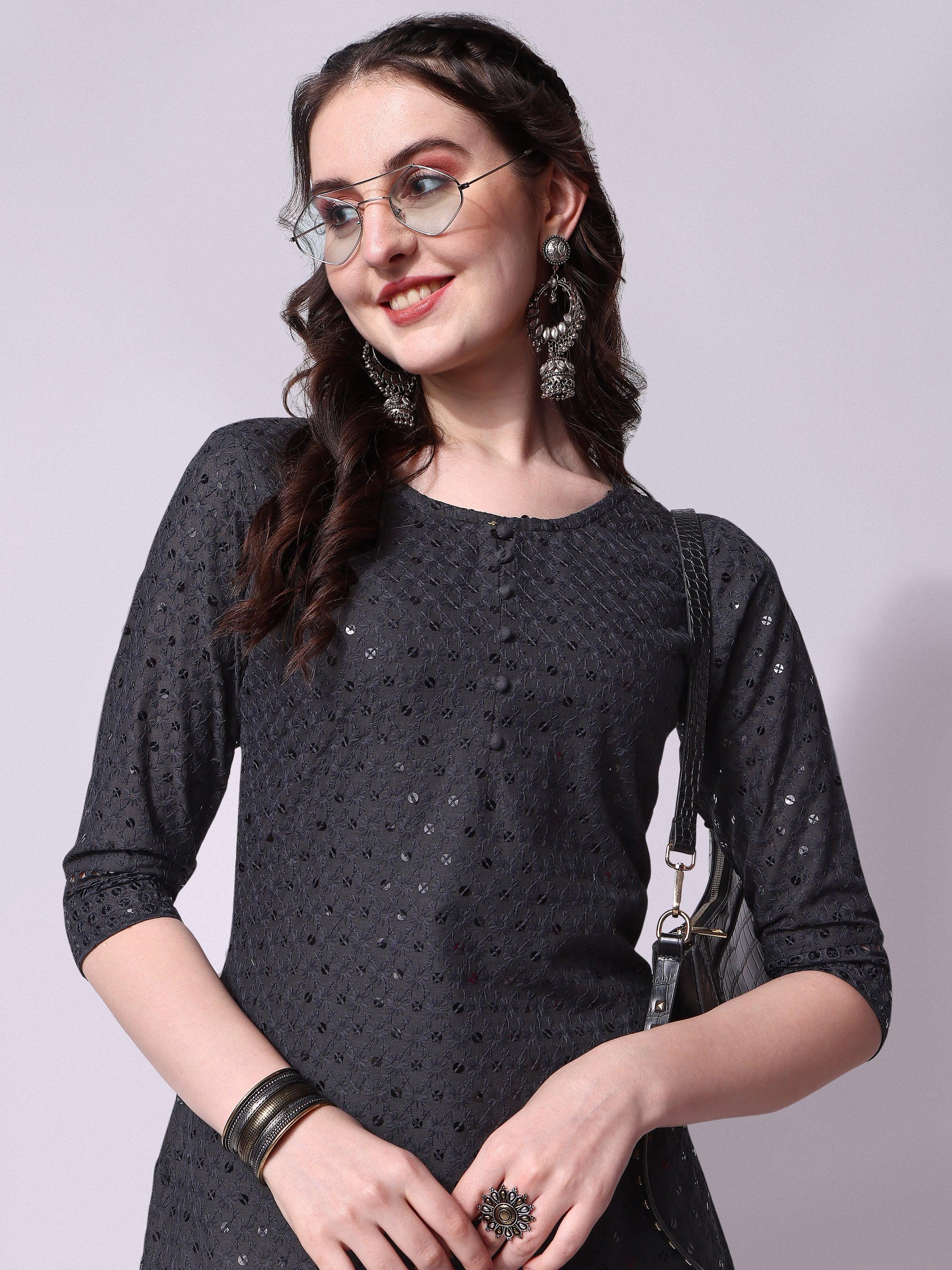 Embroidered Kurta With Pant, Multicolor - Hiral Fashion | Grocsy
