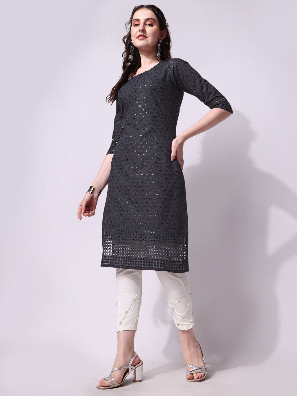 Embroidered Kurta With Pant, Multicolor - Hiral Fashion | Grocsy