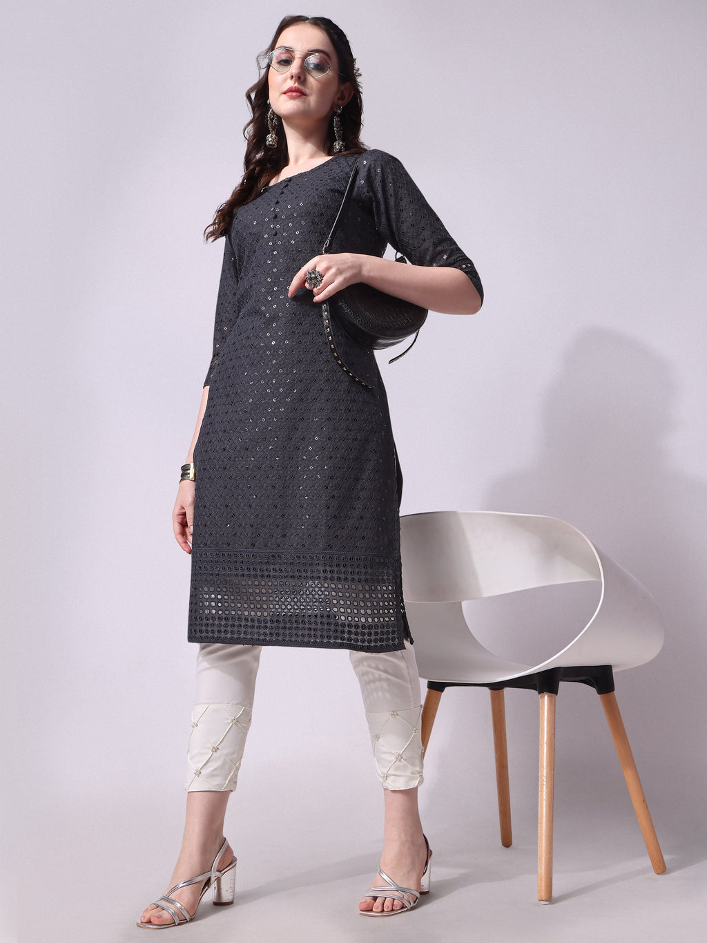 Embroidered Kurta With Pant, Multicolor - Hiral Fashion | Grocsy
