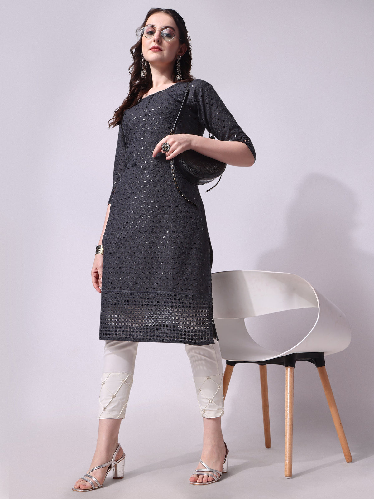 Embroidered Kurta With Pant, Multicolor - Hiral Fashion | Grocsy