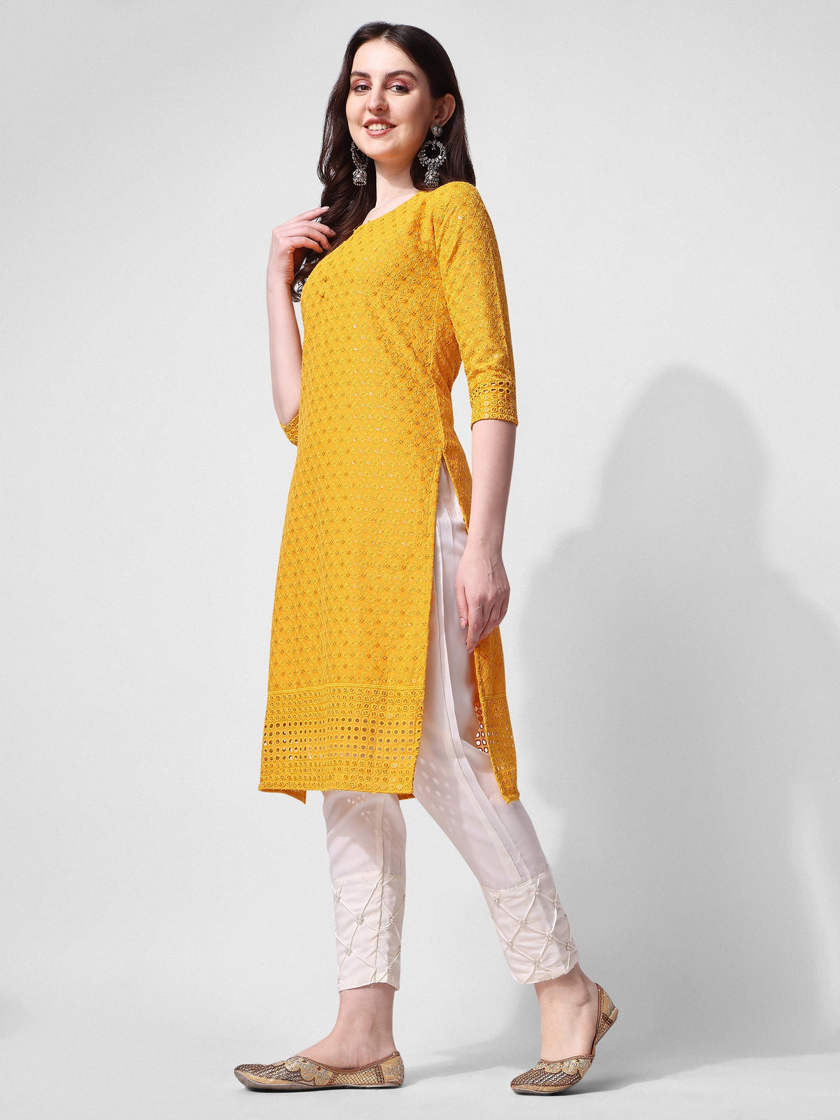 Embroidered Kurta With Pant, Multicolor - Hiral Fashion | Grocsy