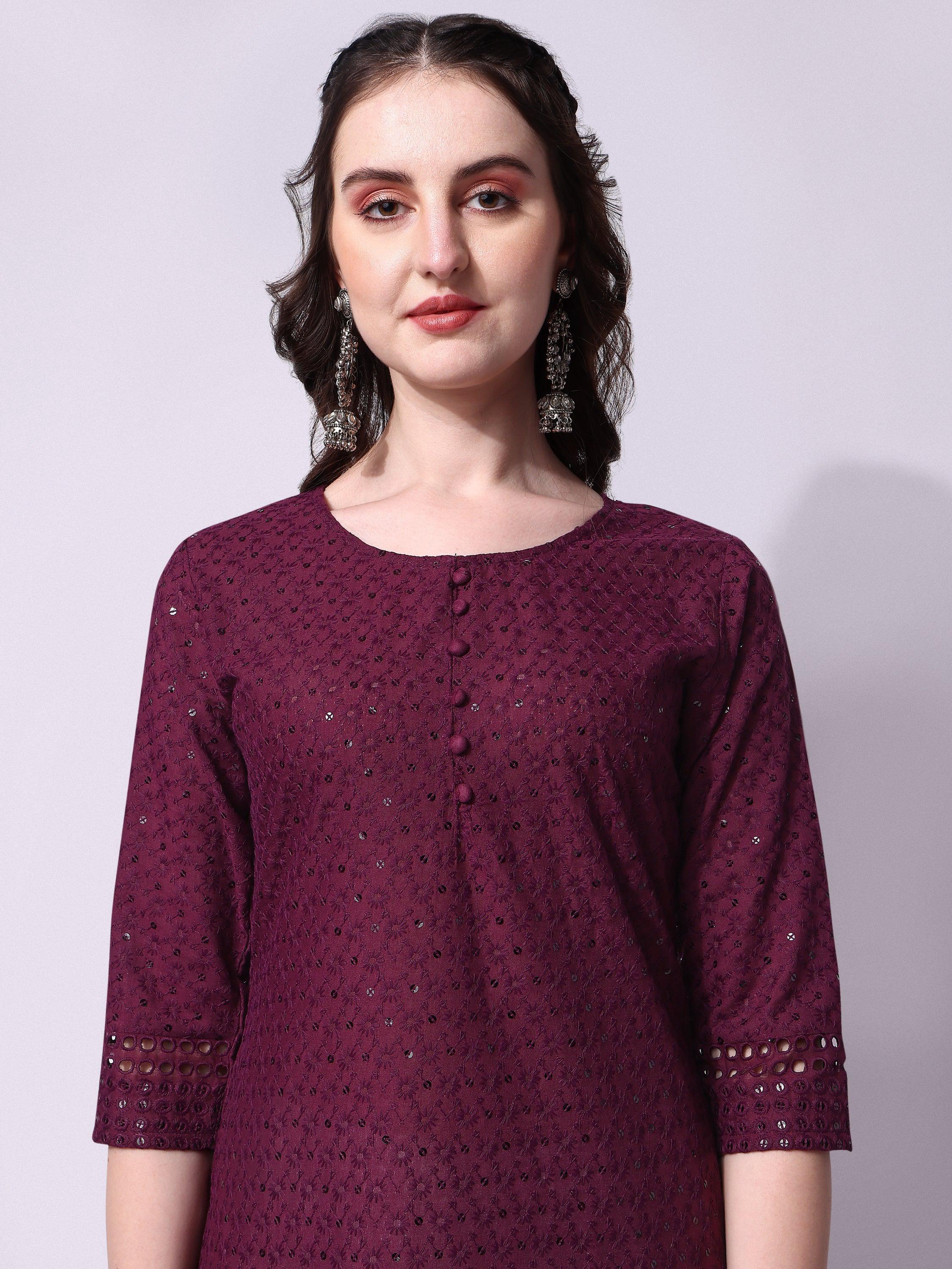 Embroidered Kurta With Pant, Multicolor - Hiral Fashion | Grocsy