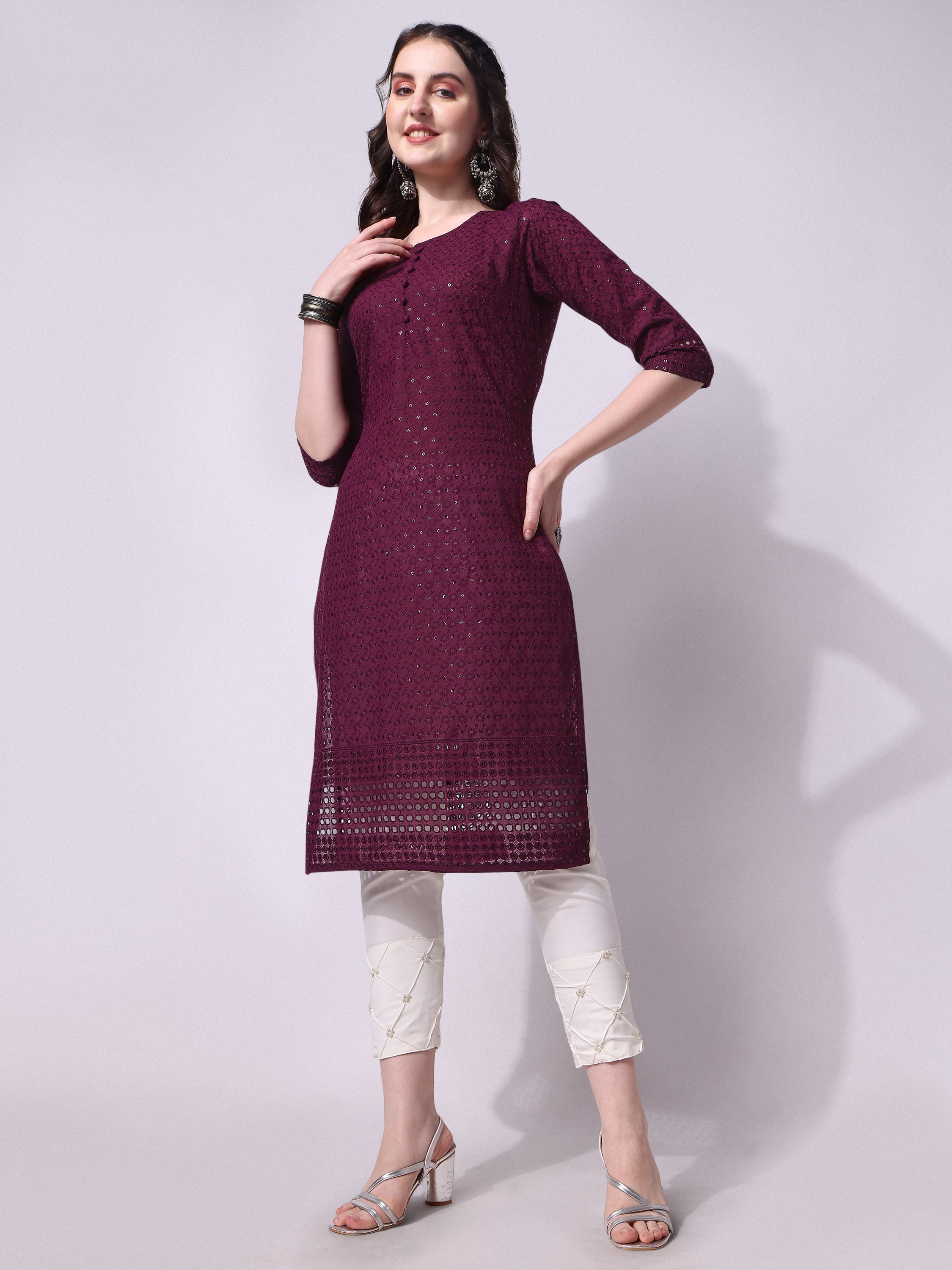 Embroidered Kurta With Pant, Multicolor - Hiral Fashion | Grocsy