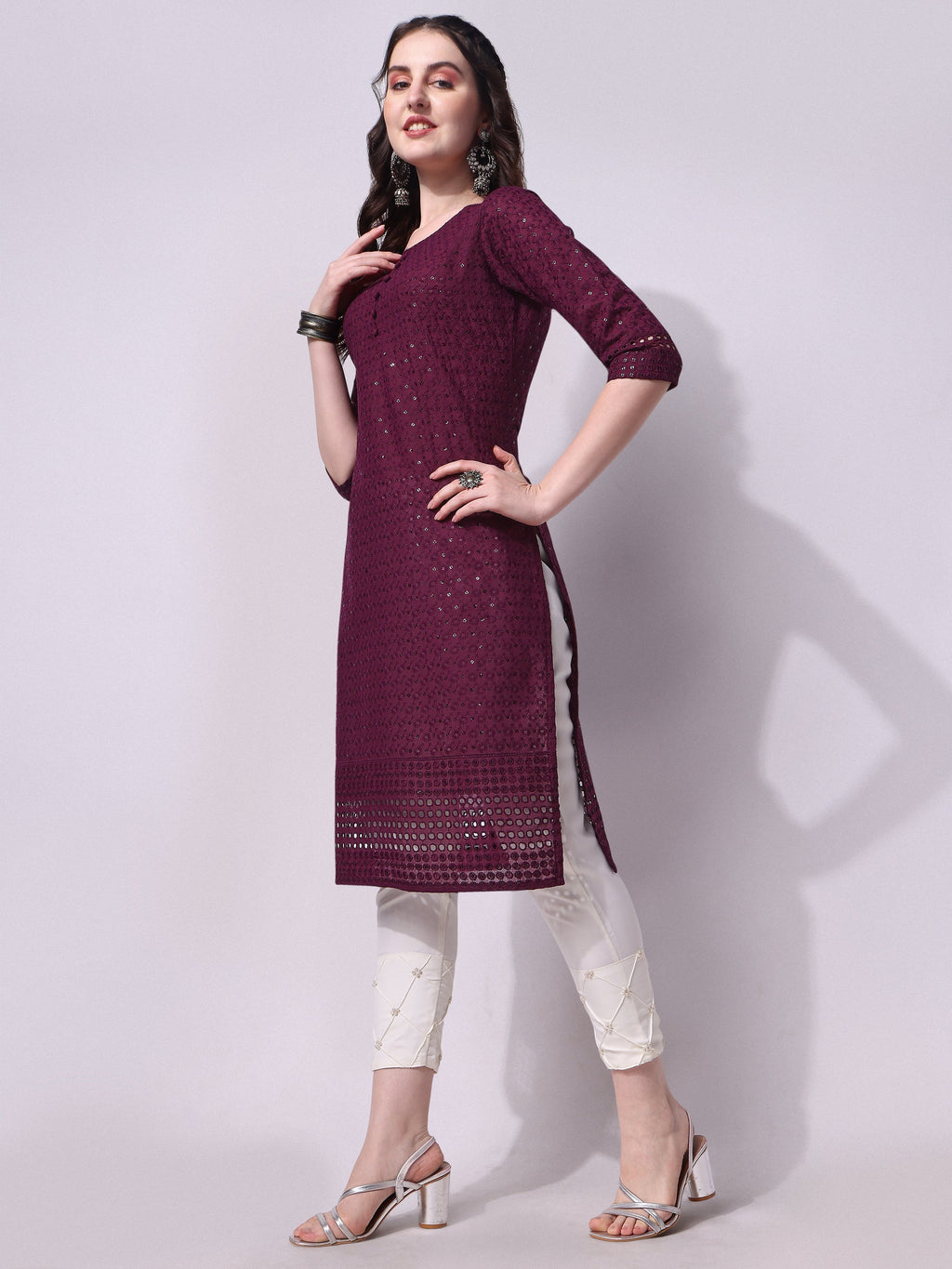 Embroidered Kurta With Pant, Multicolor - Hiral Fashion | Grocsy